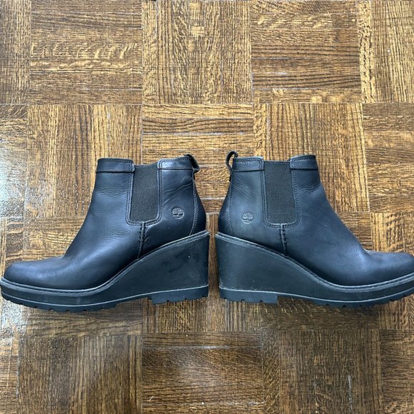 Women's timberland black ankle booties platforms 9.5 - Picture 2 of 6